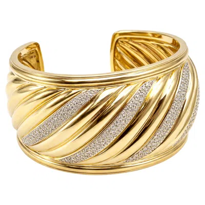 Pre-owned David Yurman 18k Yellow Gold Diamond Bangle Bracelet