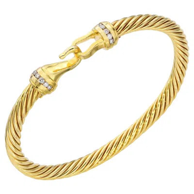 Pre-owned David Yurman 18k Yellow Gold Diamond Buckle Bracelet