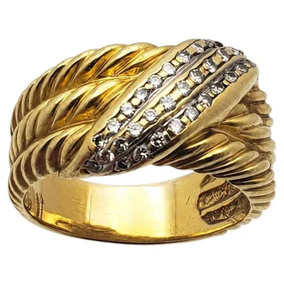 Pre-owned David Yurman 18k Yellow Gold Diamond Crossover Ring