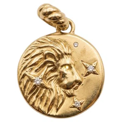 Pre-owned David Yurman 18k Yellow Gold Diamond Lion Pendant Necklace