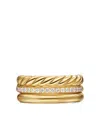 David Yurman 18k Yellow Gold Dy Mercer® Three Row Diamond Ring In Gold