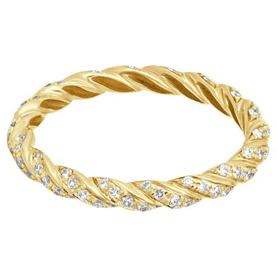 Pre-owned David Yurman 18k Yellow Gold Pave Diamond Petite Eternity Band