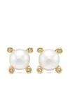 David Yurman 18k Yellow Gold Pearl And Diamond Stud Earrings In 金色