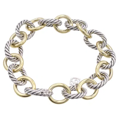 Pre-owned David Yurman 18k Yellow Gold Plated Sterling Silver Oval Link Bracelet