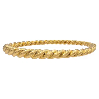 Pre-owned David Yurman 18k Yellow Gold Pure Form Hinged Cable Bangle Bracelet 7mm