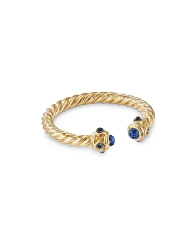 David Yurman 18k Yellow Gold Renaissance Blue Sapphire Ring In Blue/gold