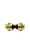David Yurman 18k Yellow Gold Renaissance® Onyx And Tsavorite Ring In Gold