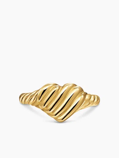 David Yurman 18k Yellow Gold Sculpted Cable Heart Pinky Ring