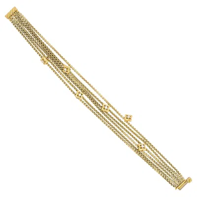 Pre-owned David Yurman 18k Yellow Gold Six Strand Diamond Dangle Bracelet
