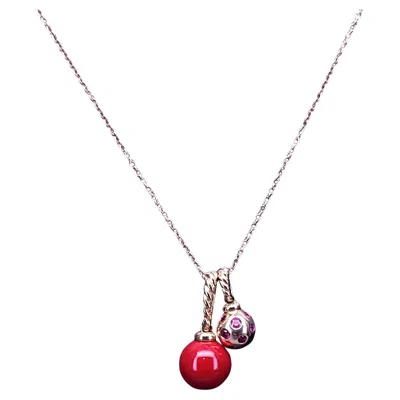 Pre-owned David Yurman 18k Yellow Gold Solari Necklace With 2 Charms 18" Necklace