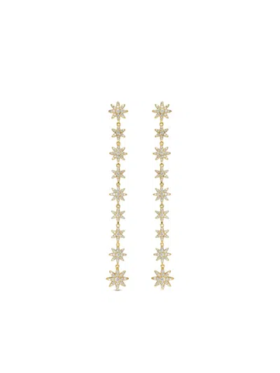 David Yurman 18k Yellow Gold Starburst Diamond Drop Earrings