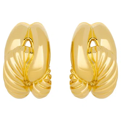 Pre-owned David Yurman 18k Yellow Gold Textured Interlocking Earrings