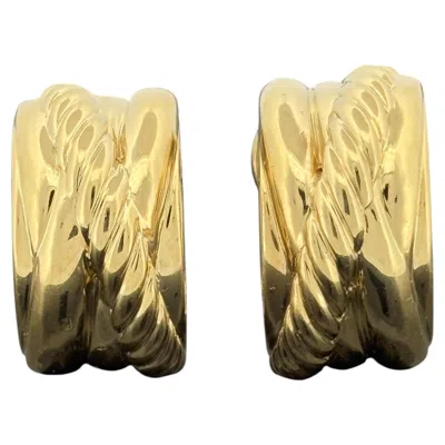 Pre-owned David Yurman 18k Yellow Gold Wide Cable Hoop Earrings