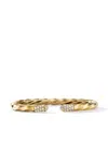 David Yurman Cable Edge Open Bracelet In Recycled 18k Gold With Pave Diamonds In Gold