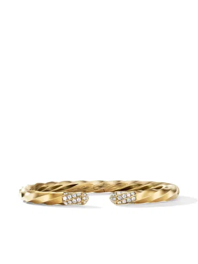 David Yurman Cable Edge Open Bracelet In Recycled 18k Gold With Pave Diamonds
