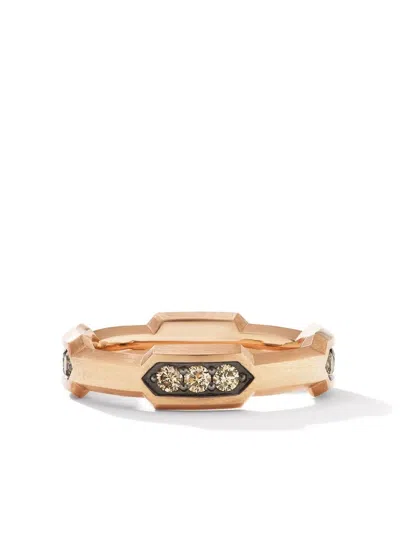 David Yurman 18kt Hex Rotgoldring Mit Diamanten In Pink