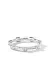 David Yurman 18kt White Gold Cable Stack Diamond Band Ring In Silver