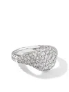 David Yurman 18k Yellow Gold Or 18k White Gold Mini Chevron Pinky Ring With Pave Diamonds In D8wadi