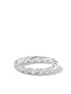 David Yurman 2.7mm Petite Paveflex Ring With Diamonds In 18k White Gold In Silver