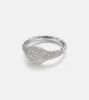 David Yurman 18k Yellow Gold Or 18k White Gold Mini Chevron Pinky Ring With Pave Diamonds In Silver