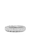 David Yurman 18kt White Gold Sculpted Cable Diamond Ring In Silver