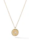 David Yurman Cable Collectibles Initial Pendant With Diamonds In Gold On Chain, 16-18 In 88adi