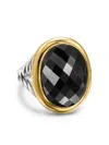 David Yurman 18kt Yellow Gold Albion Onyx Ring In Silver