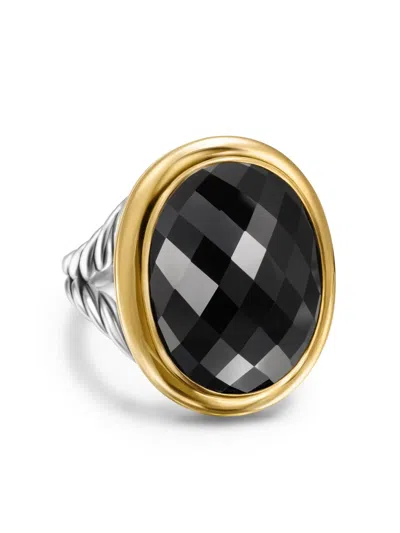 David Yurman 18kt Yellow Gold Albion Onyx Ring In Silver