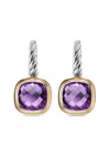 David Yurman 18kt Yellow Gold And Sterling Silver Albion Amethyst Drop Earrings In Silver
