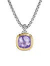 David Yurman 18kt Yellow Gold And Sterling Silver Albion Amethyst Necklace In Silver