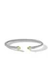David Yurman 18kt Yellow Gold And Sterling Silver Cable Classics Pearl Bracelet In Silver