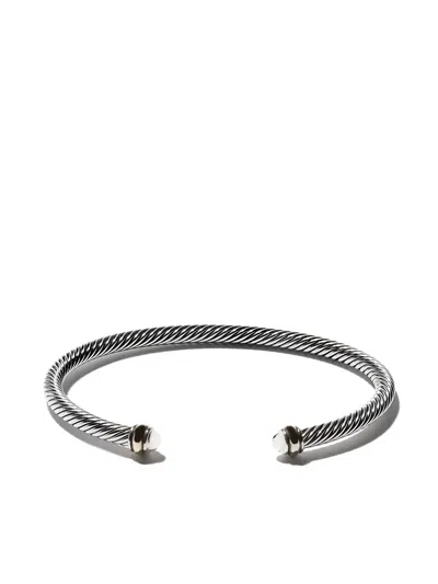 David Yurman 18kt Yellow Gold Accented Sterling Silver Cable Cuff Bracelet In S8