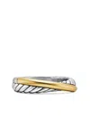 David Yurman Sterling Silver And 18kt Yellow Gold Crossover Ring In Silver