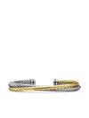David Yurman 18kt Yellow Gold And Sterling Silver Crossover Two Row Cuff Bracelet In Silber