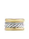 David Yurman Dy Mercer 18kt Gold And Sterling Silver Ring With Diamonds In Gold