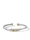 David Yurman Sterling Silver And 18kt Yellow Gold Helena Centre Station Diamond Cuff In S8adi