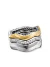 David Yurman 18kt Gold And Sterling Silver Stax Diamond Ring In Silver