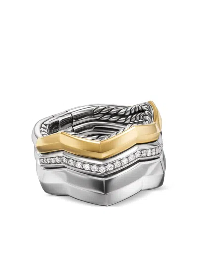 David Yurman 18kt Gold And Sterling Silver Stax Diamond Ring