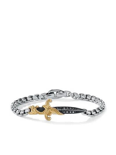 David Yurman 15.6mm 18kt Yellow Gold Waves Dagger Bracelet In Black