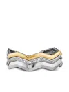 David Yurman Sterling Silver And 18kt Yellow Gold Stax Diamond Cuff Bracelet In Silver