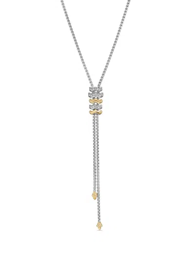 David Yurman Sterling Silver And 18kt Yellow Gold Stax Diamond Y Necklace
