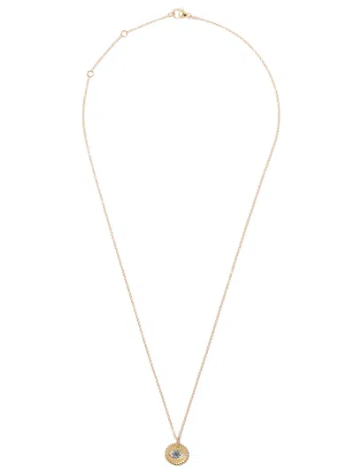 David Yurman 18kt Yellow Gold Cable Collectibles Diamond And Sapphire Evil Eye Charm Necklace In Absbddi