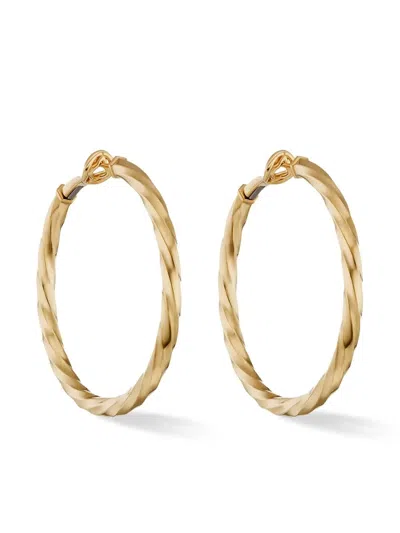 David Yurman 18kt Recycled Yellow Gold 4mm Cable Edge Hoop Earrings