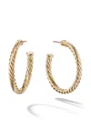 David Yurman 18k Yellow Gold Large Cable Spiral Hoop Earrings In 88