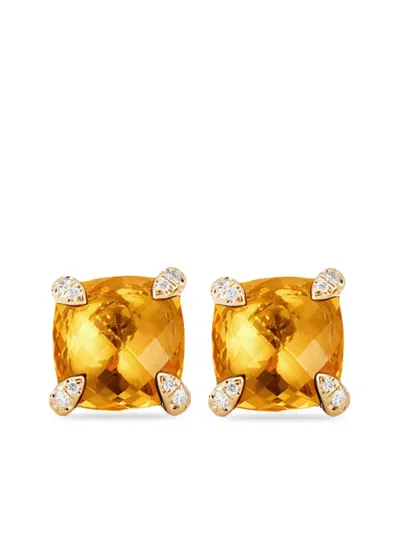 David Yurman 18kt Yellow Gold Chatelaine Diamond Citrine Stud Earrings