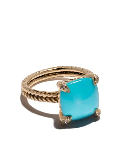 David Yurman 18kt Yellow Gold Châtelaine Turquoise And Diamond Ring (11mm) In 88dtqdi