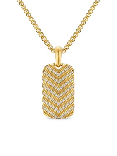 David Yurman 18kt Yellow Gold Chevron-tag Diamond Pendant