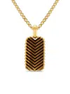 David Yurman 18kt Yellow Gold Chevron-tag Tiger-eye Pendant In Gold