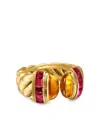 David Yurman 18kt Yellow Gold Citrine And Tourmaline Ring In 金色