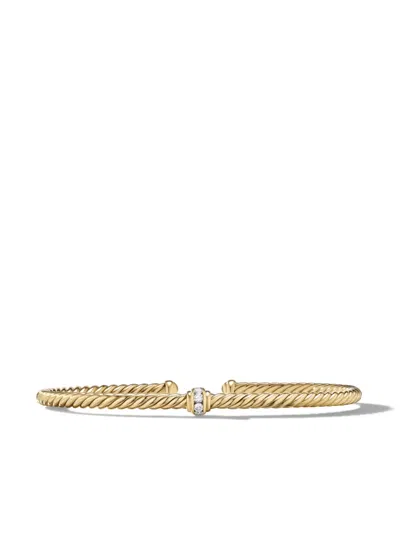David Yurman 18kt Yellow Gold Cable 3mm Diamond Bracelet